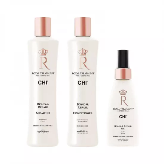Set CHI Royal Treatment Bond & Repair Essentials Kit (shm/355ml + cond/355ml + oil/118ml)