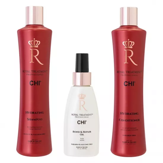 Set CHI Royal Treatment Hydrating Essentials Kit (shm/355ml + cond/355ml + oil/177ml)
