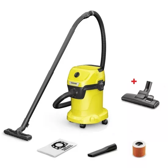 Aspirator industrial Karcher 1.628-127.0 WD 3 V-17/4/20 + Perie (548) (1.628-127.0 Set 1.628-122.0 Set) Yellow/Black