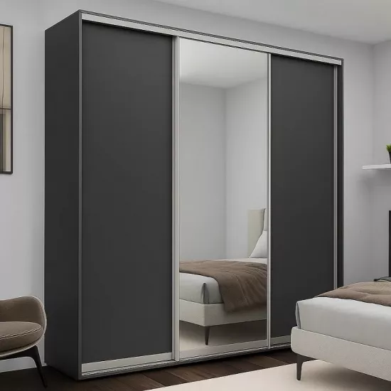 Шкаф-купе Nex Home 1 Зеркало + 2 ДСП (220x220x60), Antracit