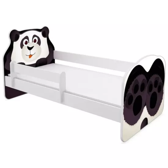 Детская кровать ACMA Meble Acma VII Animals/Panda, 80x160 бортик/матрас 7cm, 80x160 см, White/Black