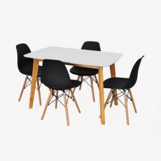 Set de mobilă Eva COOPER White/Bella beech + 4 LC-021 Black