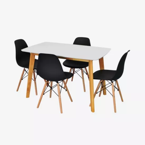 Set de mobilă Eva COOPER White/Bella beech + 4 LC-021 Black