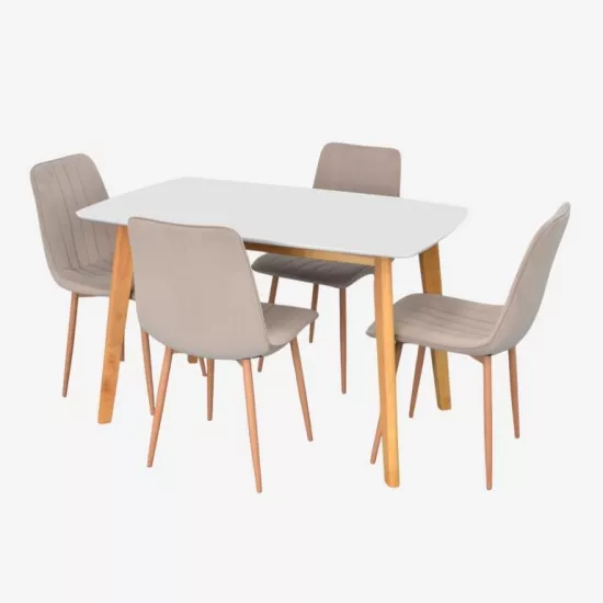 Set de mobilă Eva COOPER White/Bella beech + 4 XR-154Wo Light beige8