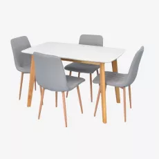 Set de mobilă Eva COOPER White/Bella beech + 4 XR-154Wo Light grey3