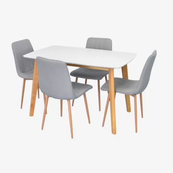 Set de mobilă Eva COOPER White/Bella beech + 4 XR-154Wo Light grey3