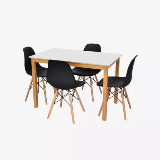 Set de mobilă Eva GLORIA White/Bella beech + 4 LC-021 Black