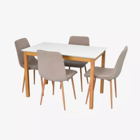 Set de mobilă Eva GLORIA White/Bella beech + 4 XR-154Wo Light beige8