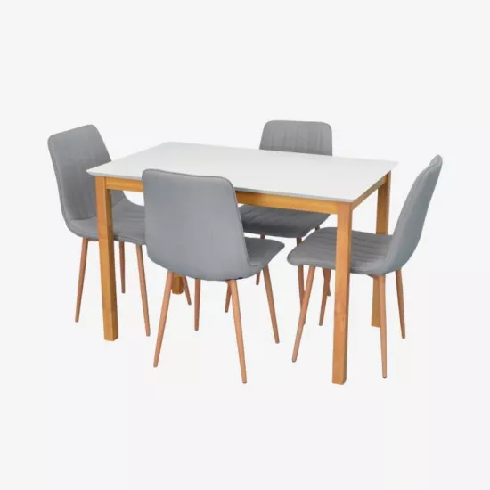 Set de mobilă Eva GLORIA White/Bella beech + 4 XR-154Wo Light grey3