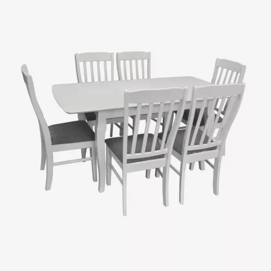 Set de mobilÄ? Eva HV-29V White + 4 Wenyi White/NV-10WP Grey