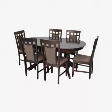 Set de mobilă Eva HV-33V Chocolate + 6 Deepa R Chocolate/Ekea12 Dark Brown
