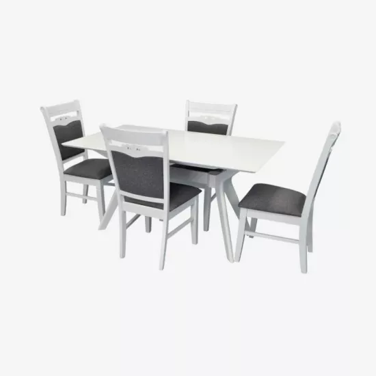Set de mobilă Eva Raffles Rectangular White + 4 HV-3167 White/NV-10WP Grey