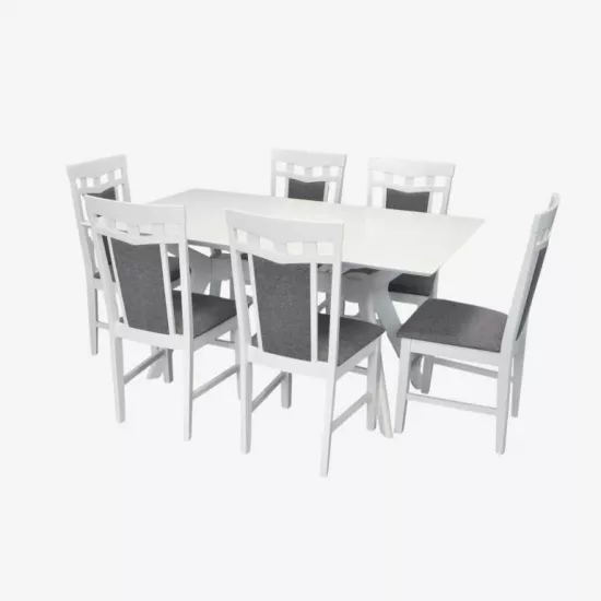 Set de mobilă Eva Raffles Rectangular White + 6 Deepa R White/NV-10WP Grey