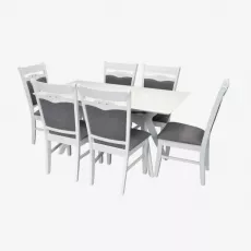 Set de mobilă Eva Raffles Rectangular White + 6 HV-3167 White/NV-10WP Grey