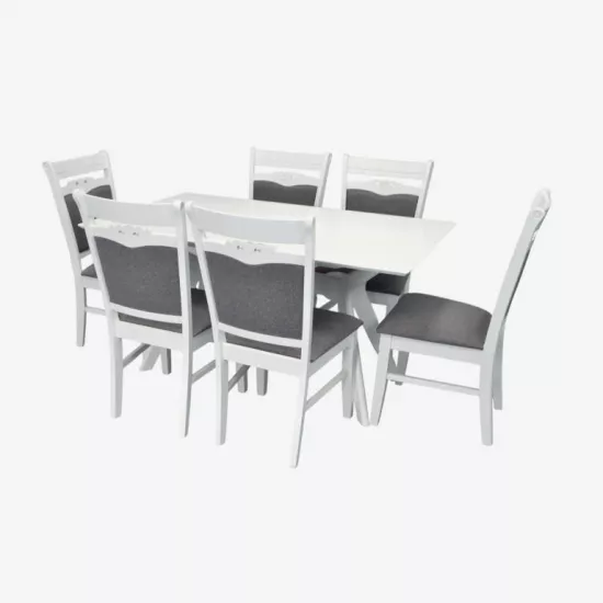 Set de mobilă Eva Raffles Rectangular White + 6 HV-3167 White/NV-10WP Grey