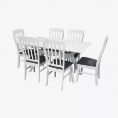 Set de mobilă Eva Raffles Rectangular White + 6 Wenyi White/NV-10WP Grey