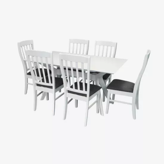 Set de mobilÄ? Eva Raffles Rectangular White + 6 Wenyi White/NV-10WP Grey