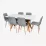 Set de mobilă Eva Raffles Rectangular White/Bella beech + 6 XR-154Wo Light grey 3