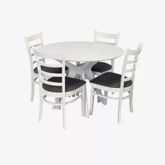 Set de mobilÄ? Eva Raffles Round White + 4 COCO White/NV-10WP Grey