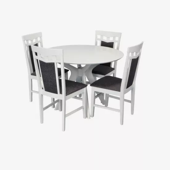 Set de mobilÄ? Eva Raffles Round White + 4 Deepa R White/NV-10WP Grey