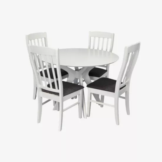 Set de mobilÄ? Eva Raffles Round White + 4 Wenyi White/NV-10WP Grey