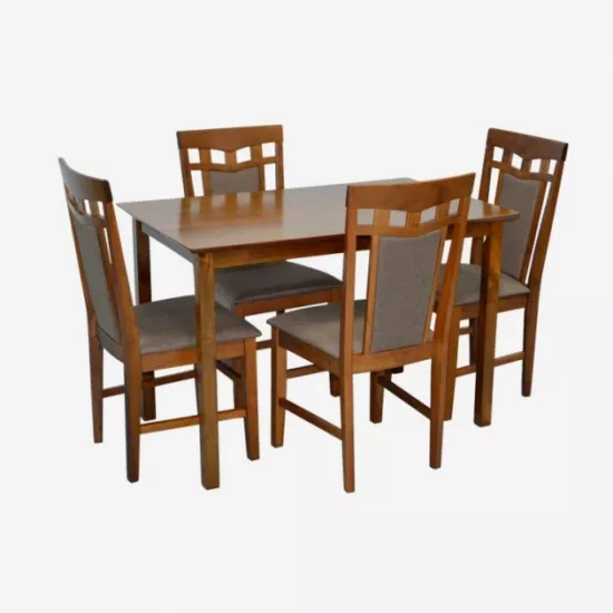 Set de mobilă Eva Gloria Burnish oak + 4 Deepa R Burnish oak/Ekea12 Dark Brown