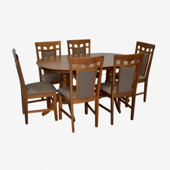 Set de mobilÄ? Eva HV-24V Burnish oak + 6 Deepa R Burnish oak/Ekea12 Dark Brown