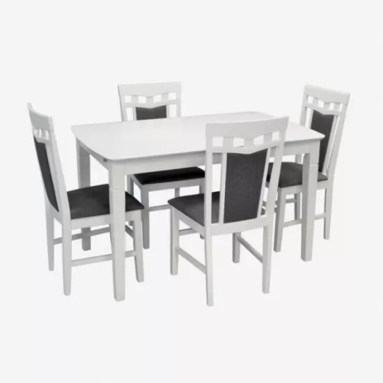 Set de mobilÄ? Eva HV-27V White + 4 Deepa R White/NV-10WP Grey