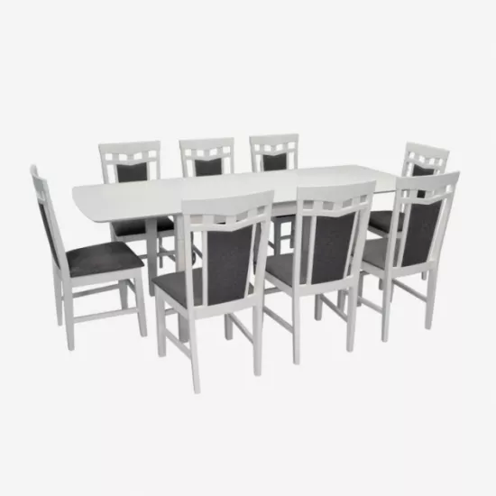 Set de mobilă Eva HV-27V White + 8 Deepa R White/NV-10WP Grey