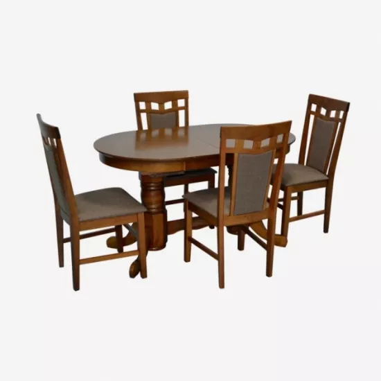 Set de mobilÄ? Eva HV-31N Burnish oak + 4 Deepa R Burnish oak/Ekea12 Dark Brown