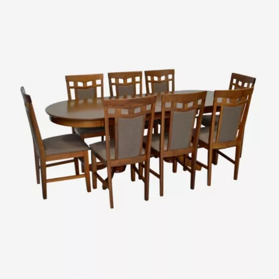 Set de mobilÄ? Eva HV-31N Burnish oak + 8 Deepa R Burnish oak/Ekea12 Dark Brown
