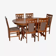 Набор мебели Eva HV-33V Burnish oak + 6 Deepa R Burnish oak/Ekea12 Dark Brown