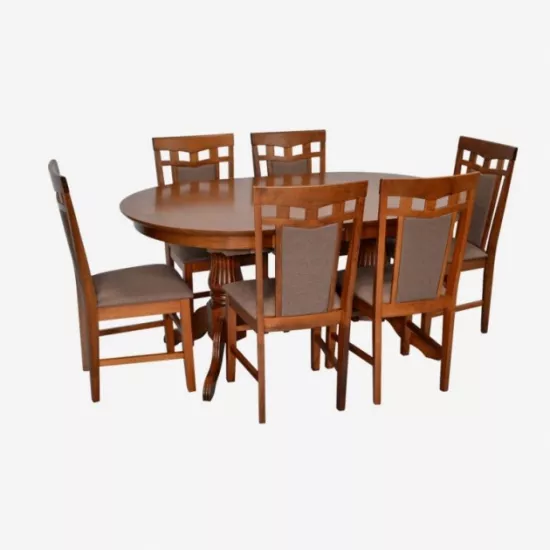 Set de mobilă Eva HV-33V Burnish oak + 6 Deepa R Burnish oak/Ekea12 Dark Brown