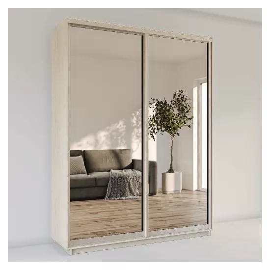 Dulap glisant Garant Standart, 120x220x45 cm, 2 oglinzi, White Сraft Oak