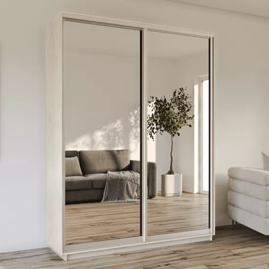 Dulap glisant Garant Standart, 120x220x45 cm, 2 oglinzi, White Сraft Oak