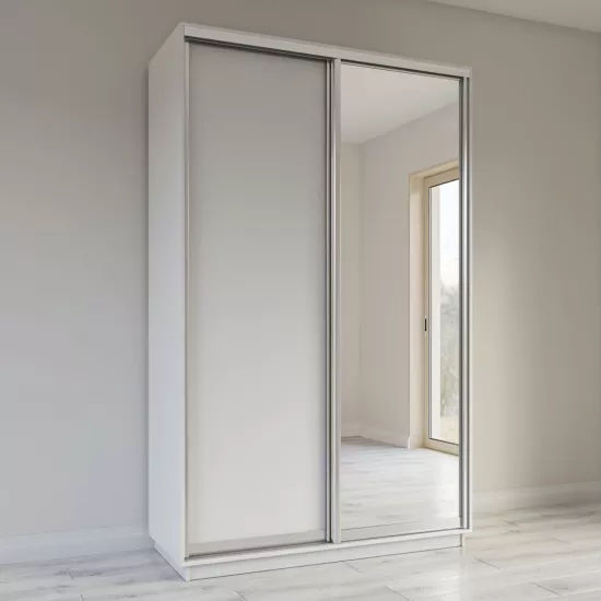 Dulap glisant Garant Standart, 140x220x60 cm, 1 oglindă + 1 PAL, White Diamant
