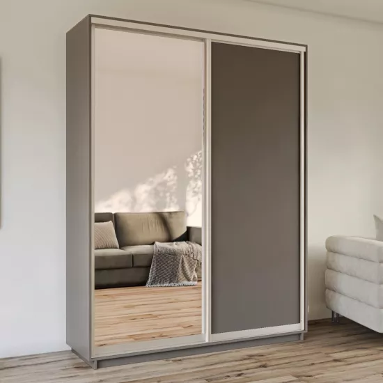 Dulap glisant Garant Standart, 140x220x60 cm, 1 oglindă + 1 PAL, Grafit