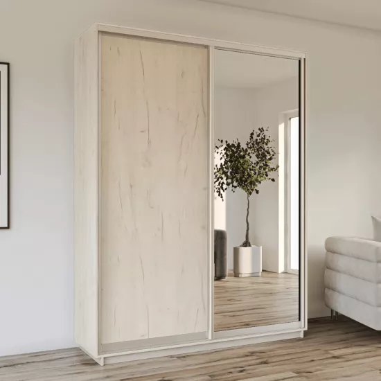 Dulap glisant Garant Standart, 170x220x60 cm, 1 PAL + 1 oglindă, White Сraft Oak