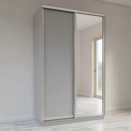 Шкаф-купе Garant Standart, 150x220x60 cm, 1 дв ДСП + 1 дв зеркало, Серая мышка