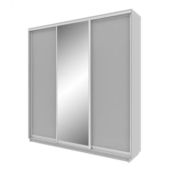 Dulap glisant Garant Standart, 200x220x60 cm, 2 PAL + 1 oglinda, Grey mouse