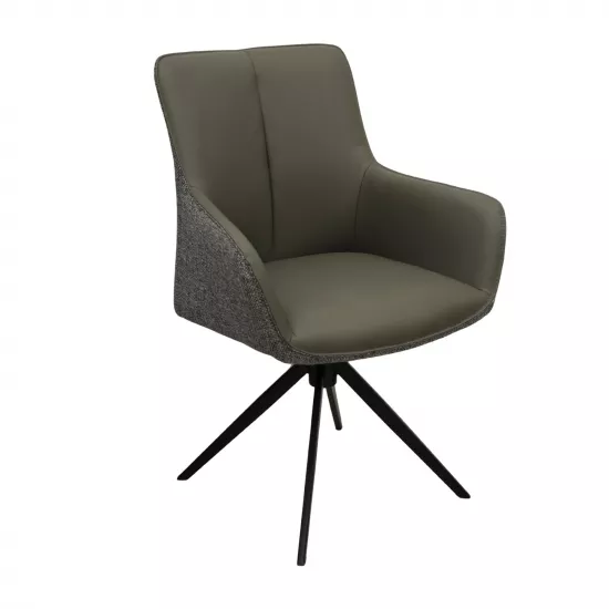 Scaun DP Queen cu mecanism rotativ, Stofa+Piele Grey