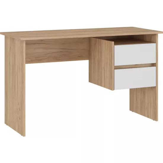 Masa de birou Magnus Ryan, 125x52 cm, Stejar craft auriu/Alb
