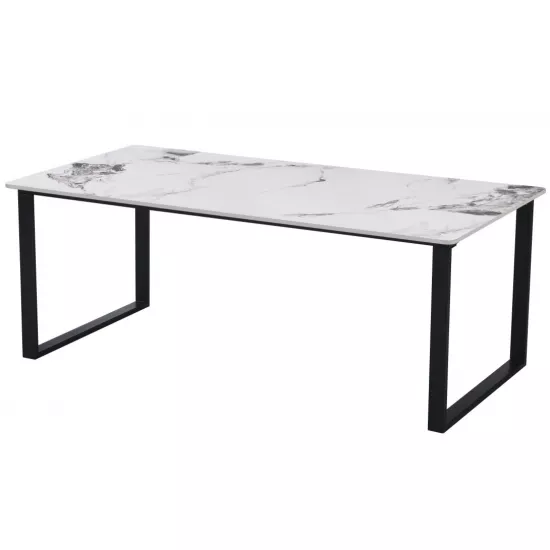 Masă de cafea Yasen CT-2472, White Marble/Black Legs