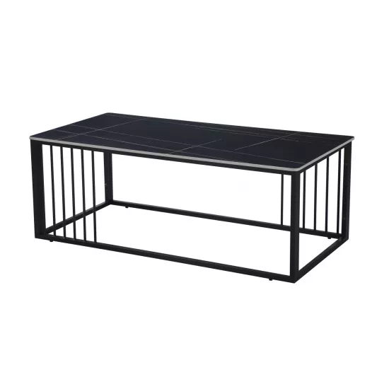 Măsuţă cafea Yasen CT-2476, 120x60 cm, Black Marble/Black Legs
