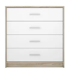 Comodă Yasen Nepo 4S, 80x34x84 cm, Sonoma / White