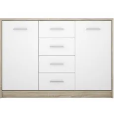 Comodă Yasen Nepo 2D4S, 119x34x84 cm, Sonoma / White