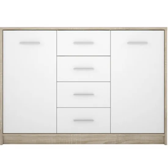 Comodă Yasen Nepo 2D4S, 119x34x84 cm, Sonoma / White