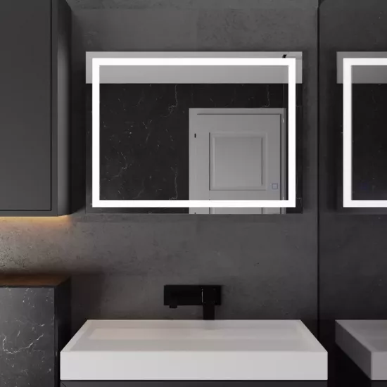 Зеркало для ванной Moonglass Barett 80 см 80x80 cm, два сенсора, c подсветкой и подогревом