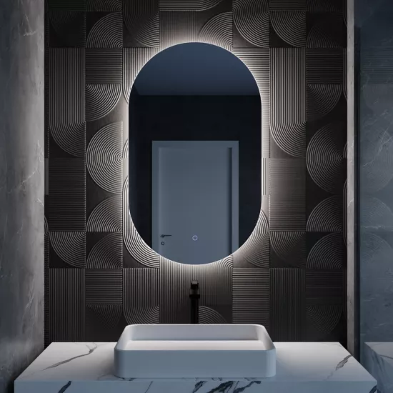 Oglindă pentru baie Moonglass Evian 70x50 cm, cu 1 senzor și iluminare