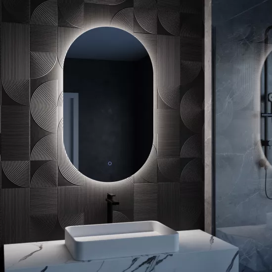 OglindÄ? pentru baie Moonglass Evian 70x50 cm, cu 2 senzori, iluminare È?i încÄ?lzire